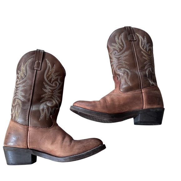 Laredo 4242 Lea Vamp Fox Brown Pull On Western Cowboy Boots Mens 7.5 EW Extra W - Picture 2 of 7